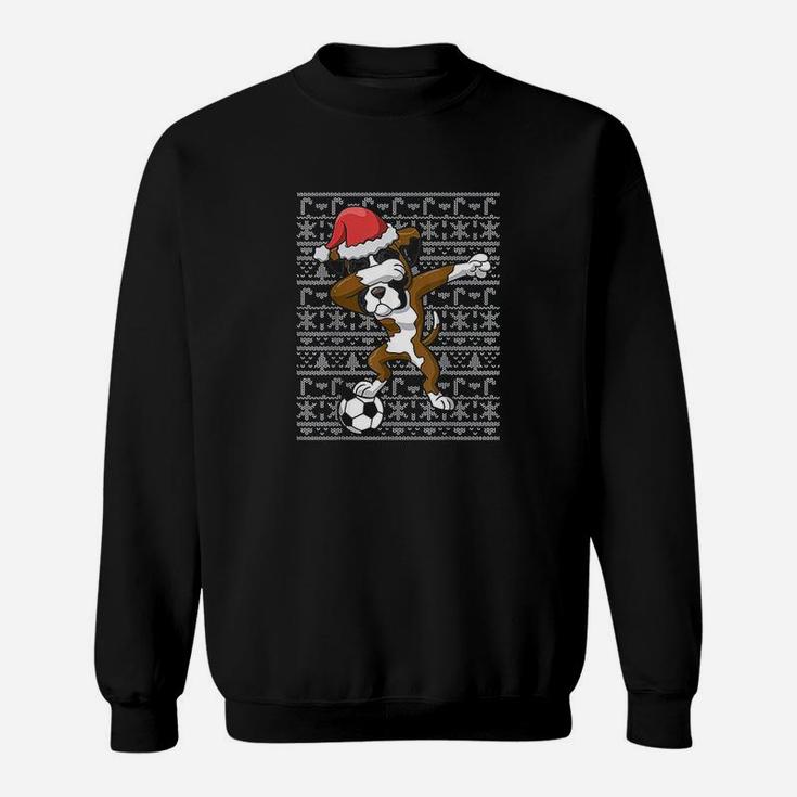 Soccer Ugly Christmas Dabbing Boxer Dog Santa Dab Gift Sweatshirt