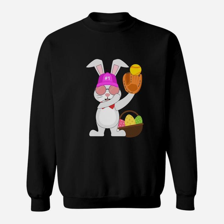 Softball Bunny Rabbit For Kids Youth Boys Girls Sweatshirt