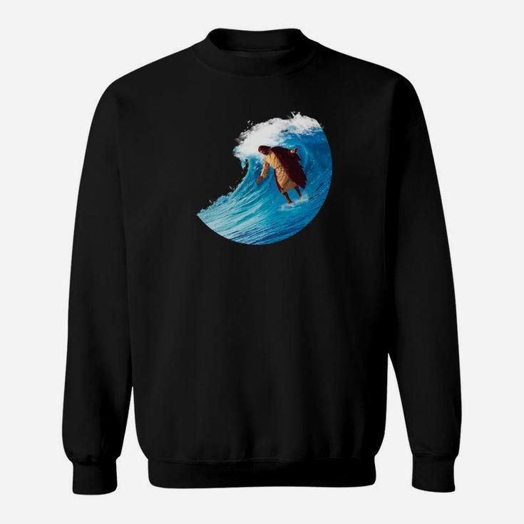 Surfing Jesus Soft Fit Mens Womens Kids 5 Colors Sweatshirt