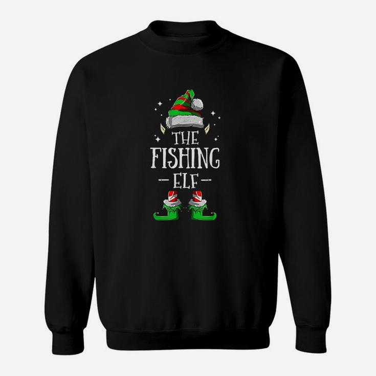 The Fishing Elf Matching Family Group Christmas Pajama Sweatshirt