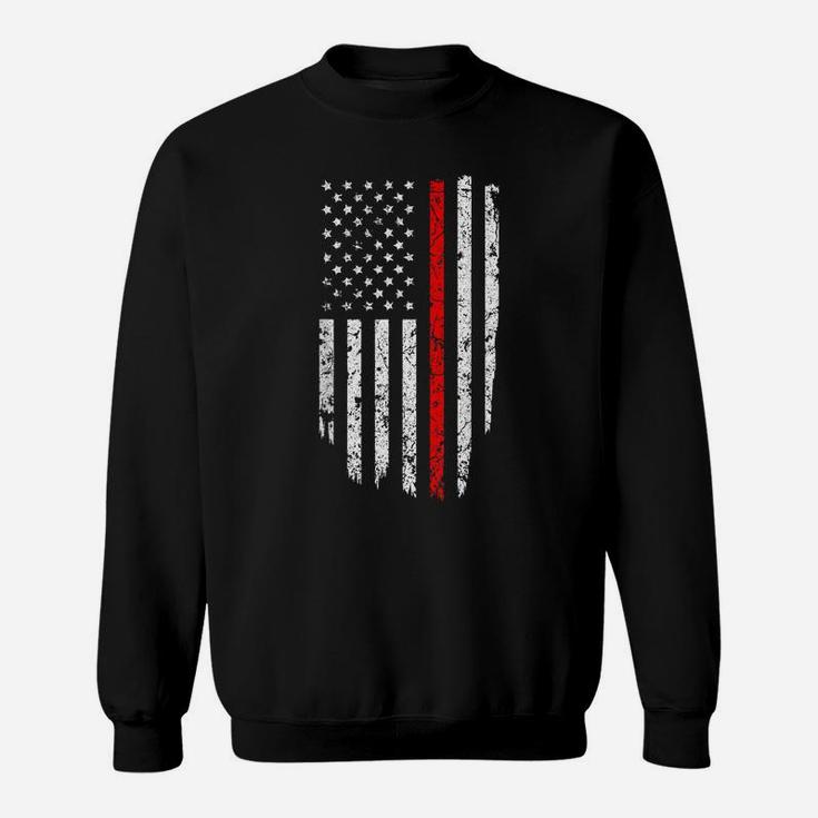 Thin Red Line American Flag  Cool Firefighter Support Sweatshirt