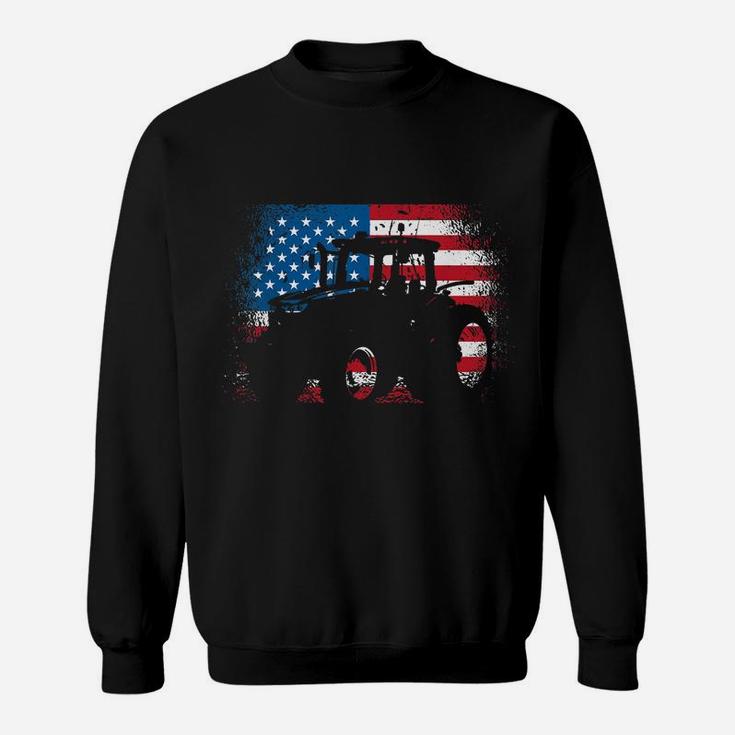 Tractor Usa Flag Design For Patriotic Farmer Sweatshirt