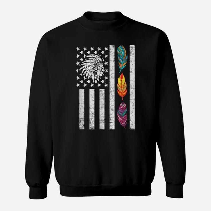 Usa Flag Feather Native American Heritage Day Indian Gift Sweatshirt