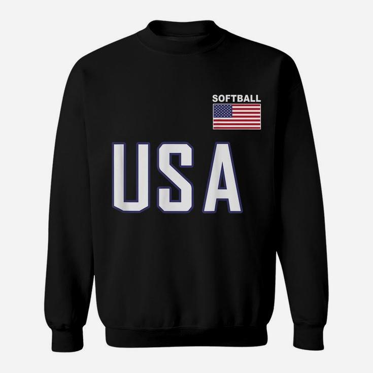 Usa Flag Softball  Pocket Team Jersey Gift Top Tee Sweatshirt