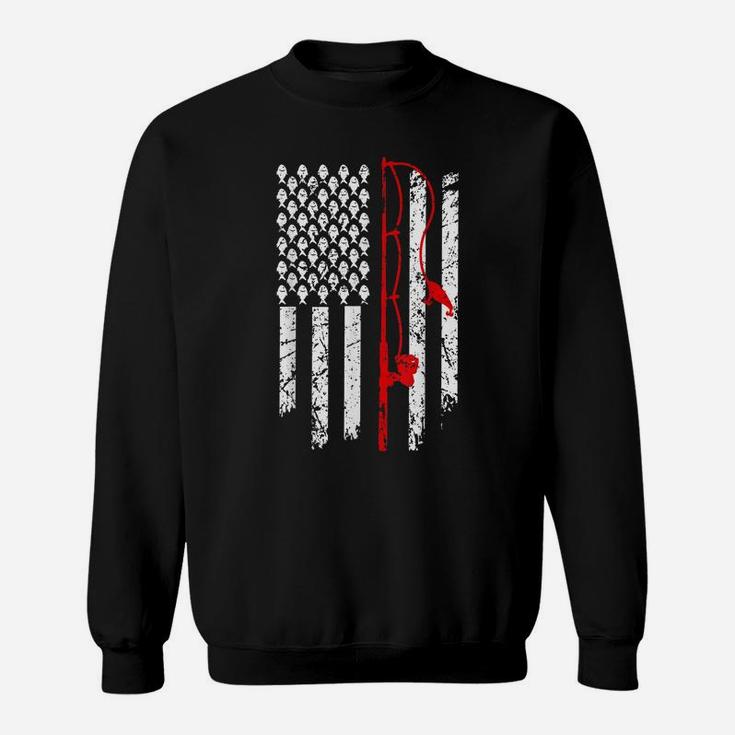 Vintage Fishing Clothes American Flag Bass Fishing Sweatshirt