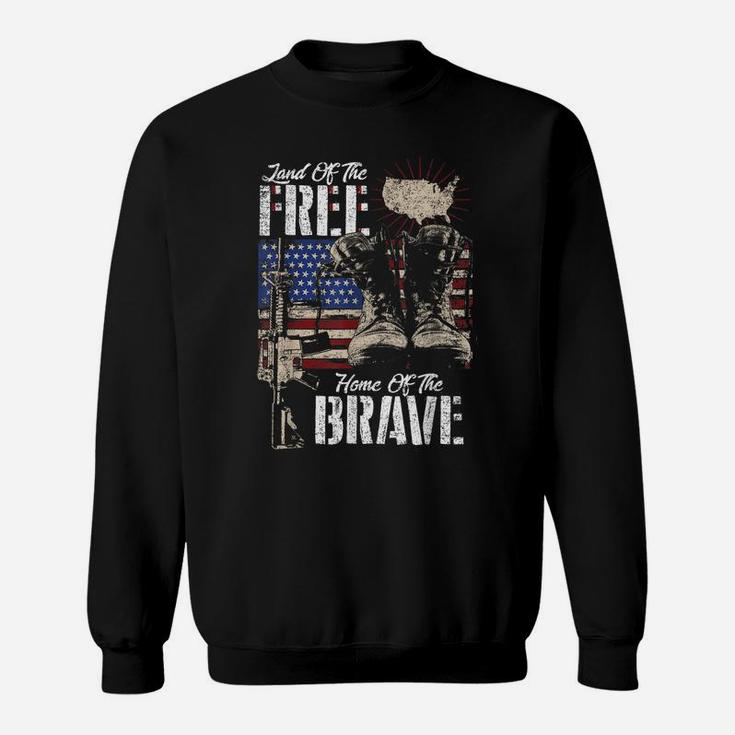 Vintage Land Of The Free Home Of The Brave US Army Veteran Sweatshirt