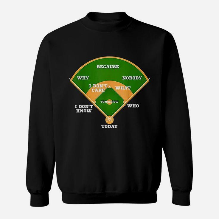 Who Is On First Baseball Diamond Fielding Card Sweatshirt