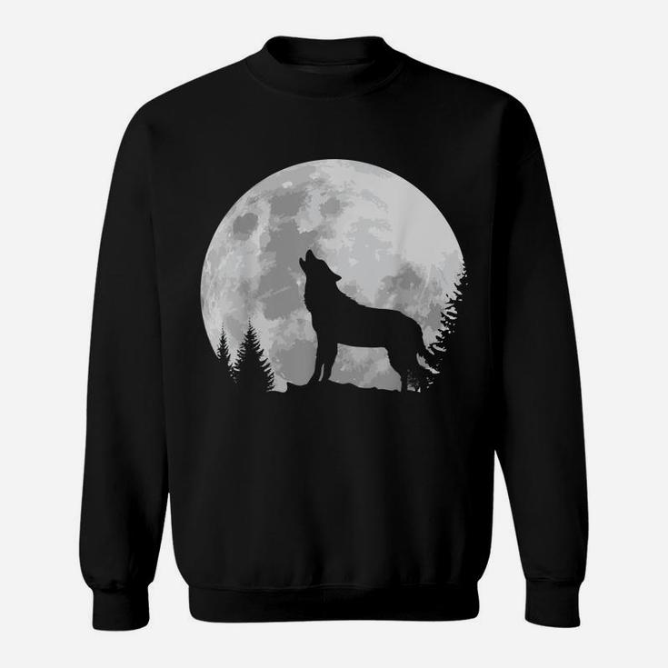 Wolf Shirt Full Moon Forest Howling Nature Hunting Gift Sweatshirt