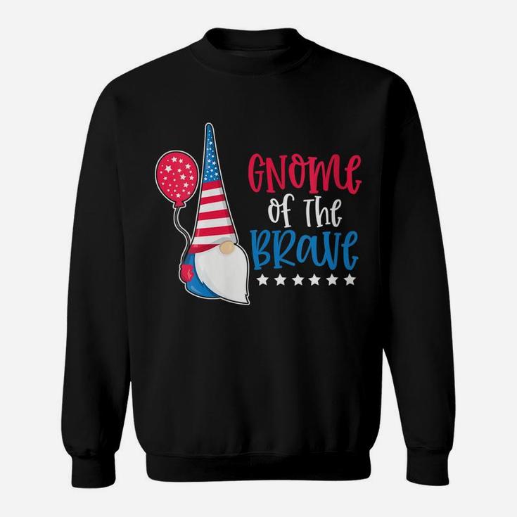 Womens Gnome Of The Brave 4Th Of July Patriotic Red White Blue USA Sweatshirt