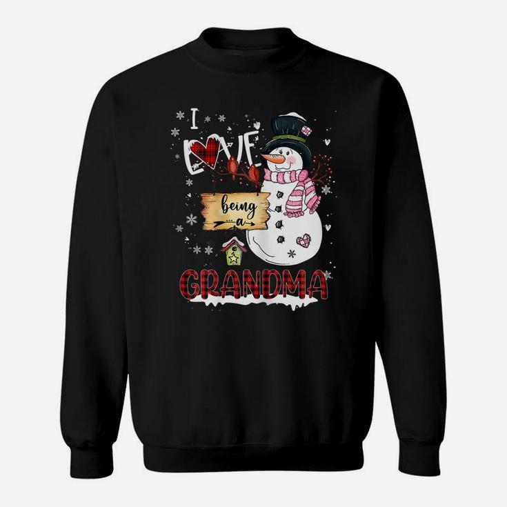 Womens I Love Being A Grandma Snowman Christmas Funny Xmas Sweatshirt