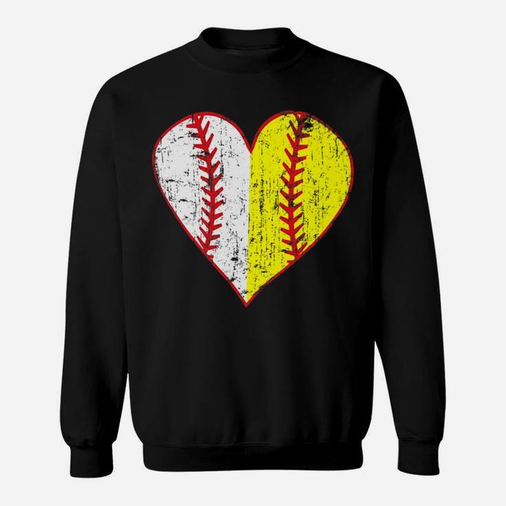 Womens Primitive Play Ball Love Baseball Softball Mom Heart Sweatshirt