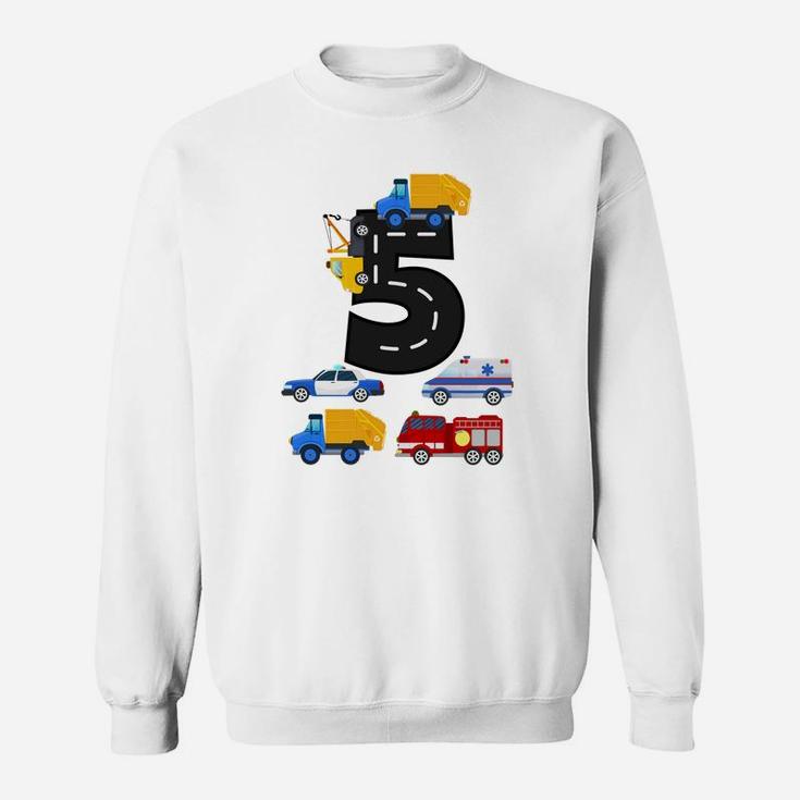 5Th Birthday Boys Fire Truck Police Car  5 Year Old Sweatshirt
