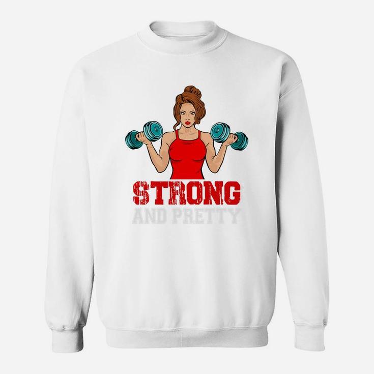A Strong And Pretty Gymnastic Girl With Dumbbell Sweat Shirt