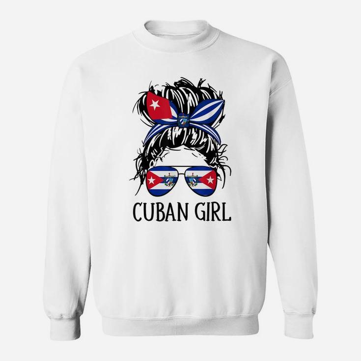 Cuban Girl Messy Hair Cuba Flag Coat Of Arms Sweatshirt