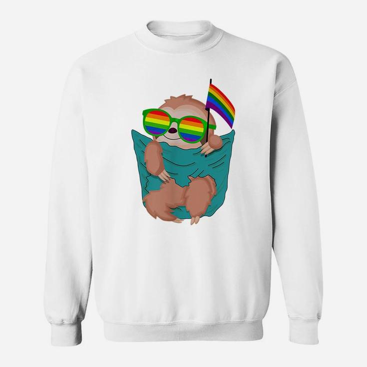 Cute Pocket Sloth Lgbt Animal Rainbow Flag Gay Pride Sweatshirt