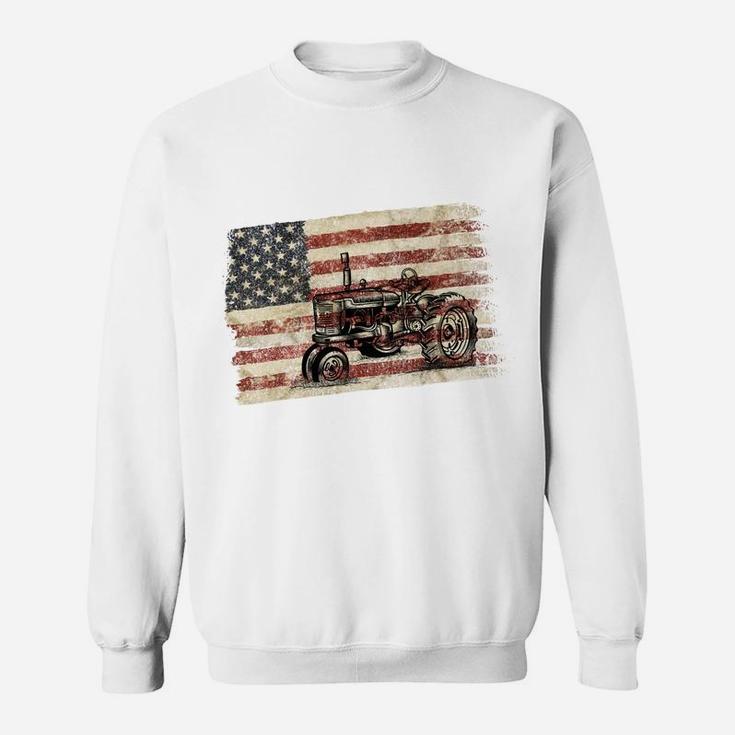 Farming Patriotic American Usa Flag Antique Tractor Sweatshirt Sweatshirt