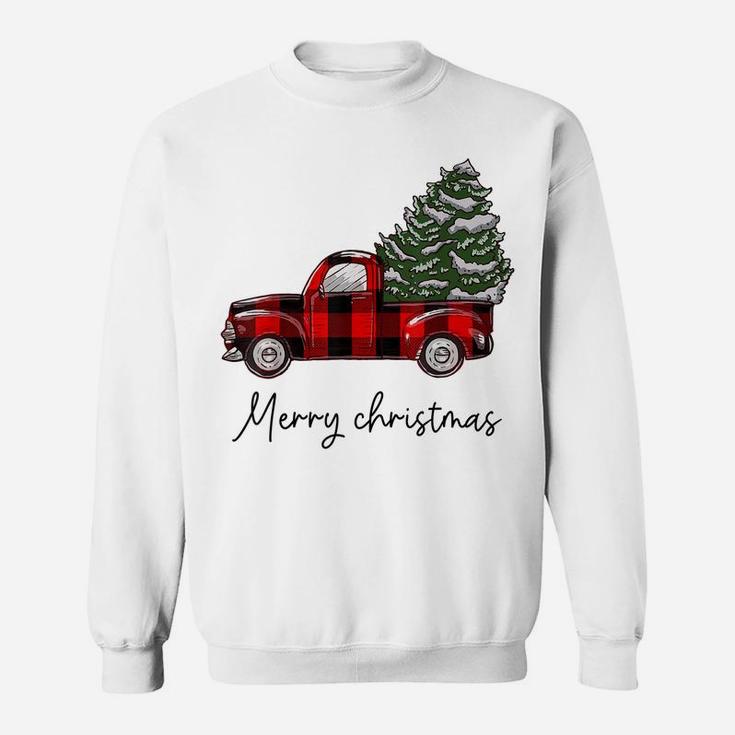 Funny Buffalo Plaid Red Truck Christmas Tree Shirt Sweatshirt