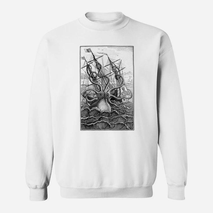 Giant Octopus Pirate Ship Vintage Kraken  Sailing Squid Sweatshirt