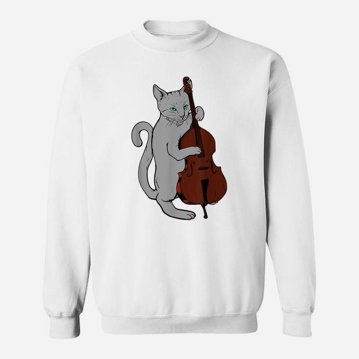 Jazz Cat Playing Upright Bass Shirt Cool Musician Sweatshirt