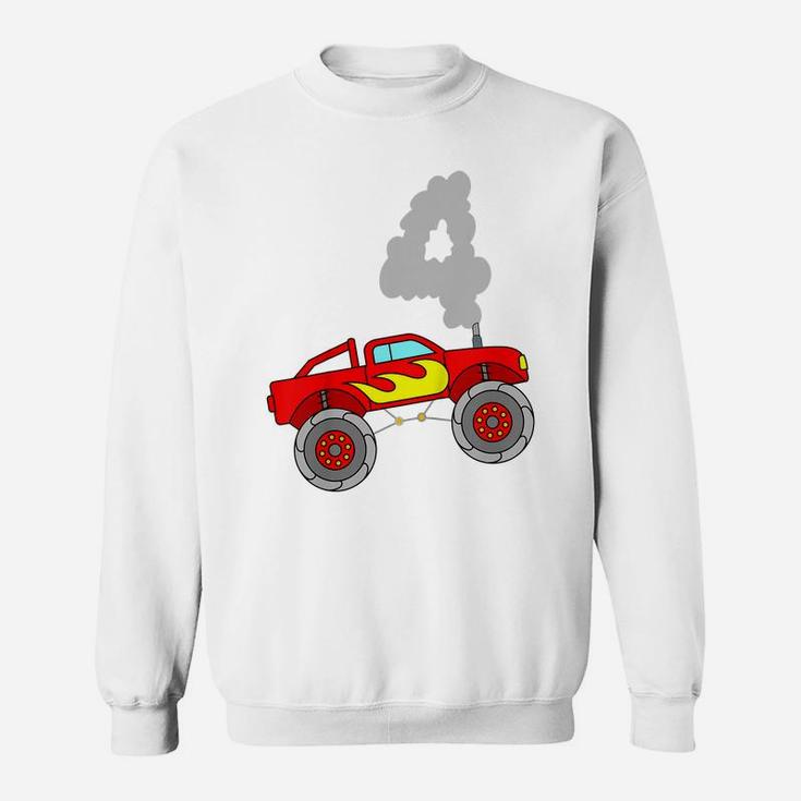 Kids 4Th Birthday Boy Monster Truck T Shirt 4 Year Old Bday Sweatshirt
