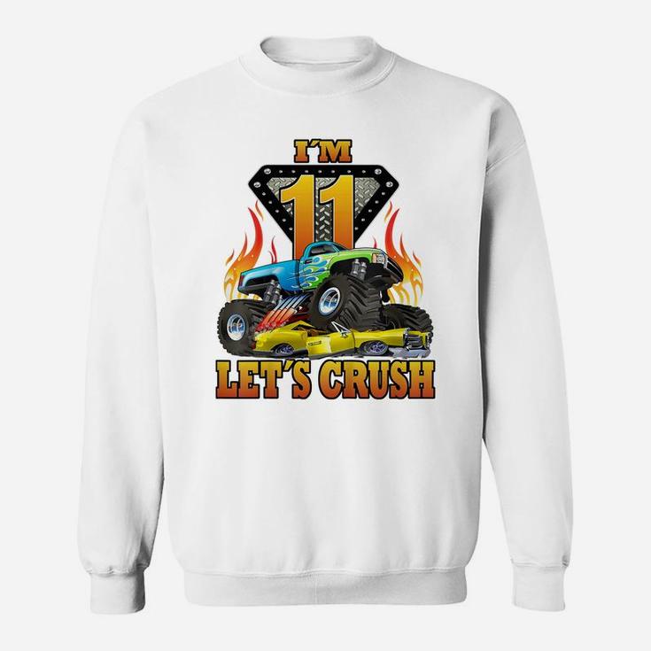 Kids Monster Truck 11 Year Old Shirt 11Th Birthday Boy Monster Sweatshirt