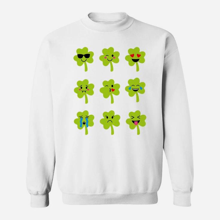 Kids Saint Patricks Day Cute Gift For Baby Boy Shamrock Emoticon Sweatshirt