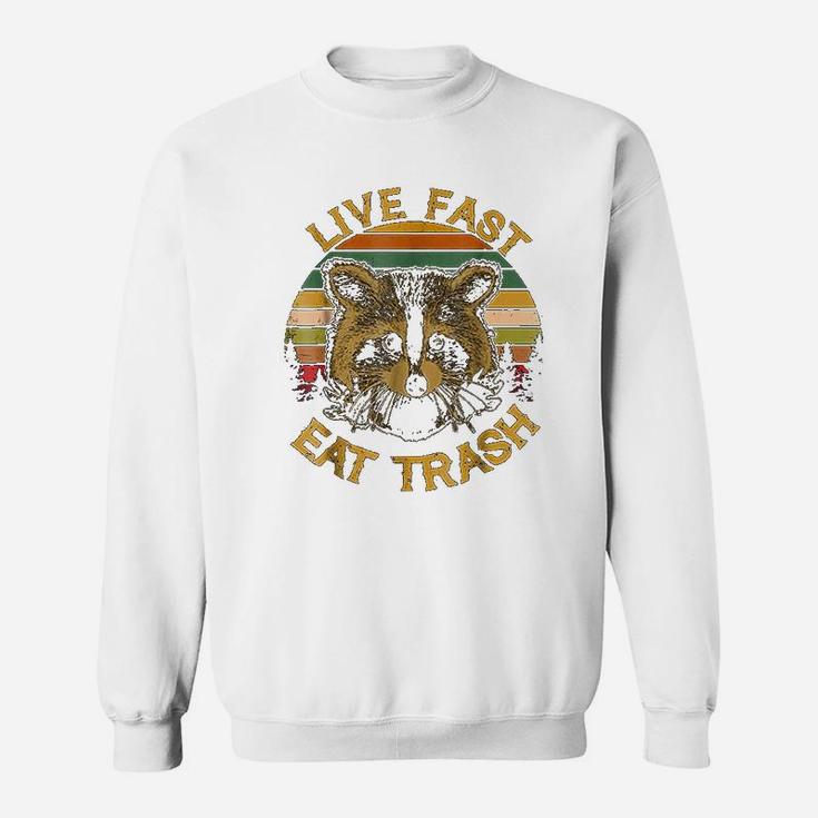 Live Fast Eat Funny Raccoon Camping Vintage Sweatshirt