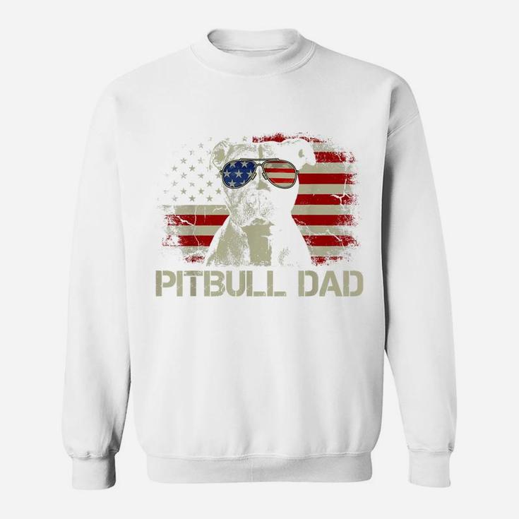 Mens Best Pitbull Dad Ever Shirt American Flag 4Th Of July Gift Sweatshirt