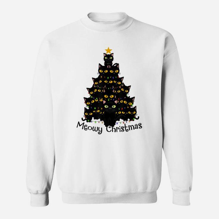 Meowy Cat Christmas Tree Shirt Men Women Tee Plus Size Sweatshirt