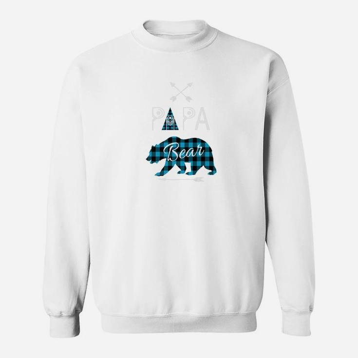 Papa Bear Shirt Buffalo Plaid Blue Family Xmas Camping Sweatshirt