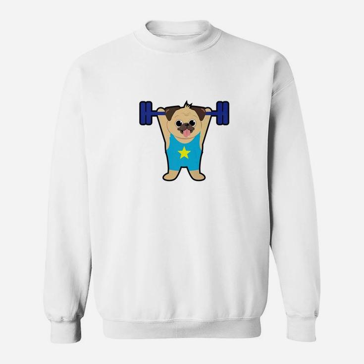 Pug Weight Lifting Funny Dog Lover Workout Fitness Gym Shirt Sweatshirt