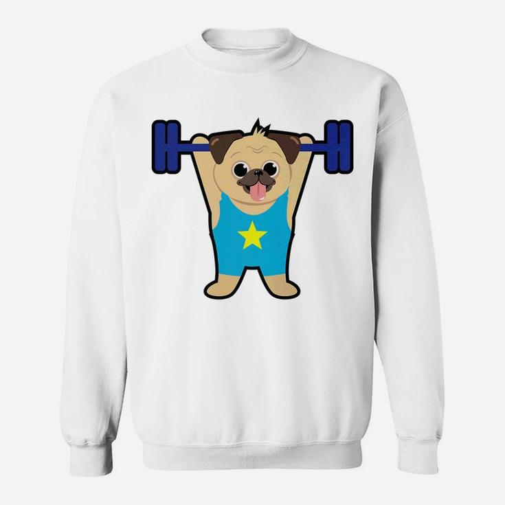Pug Weight Lifting Funny Dog Lover Workout Fitness Gym Sweatshirt