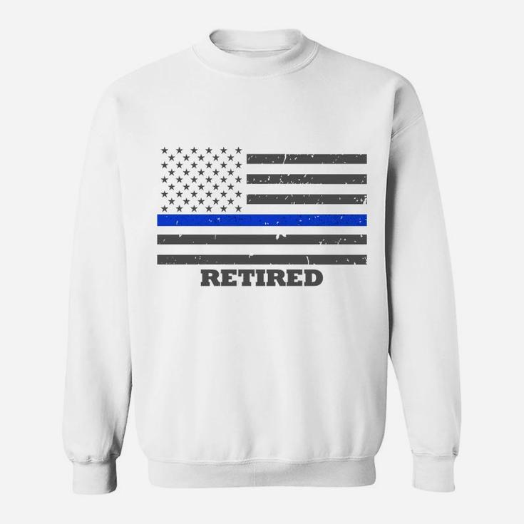 Retired Police Officer Sweatshirt - Thin Blue Line Flag Sweatshirt
