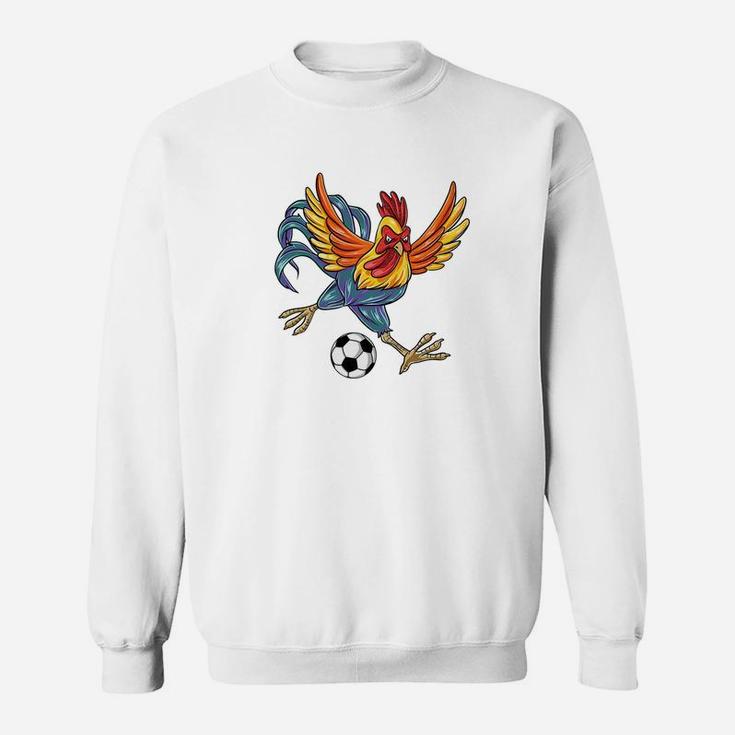 Retro Graphic Cute Art Chicken Playing Football Sweatshirt