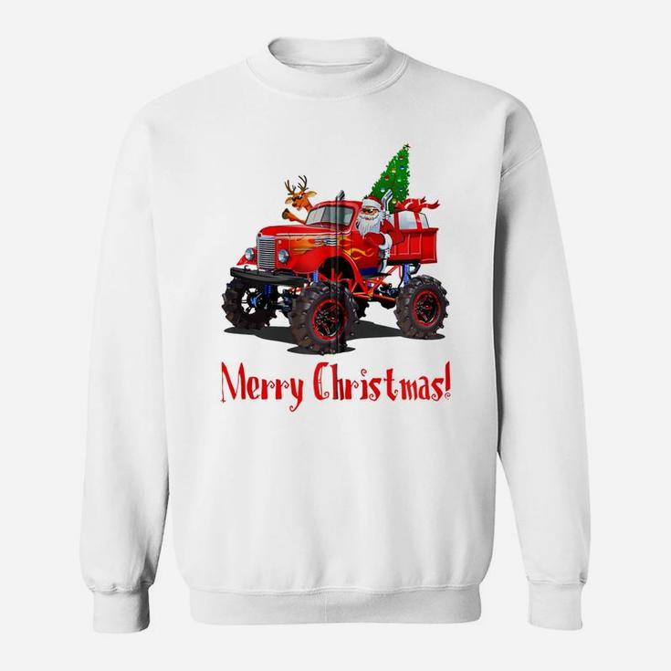 Santa Rudolph Monster Truck Men Guy Boys Teen Kid Youth Gift Zip Hoodie Sweatshirt