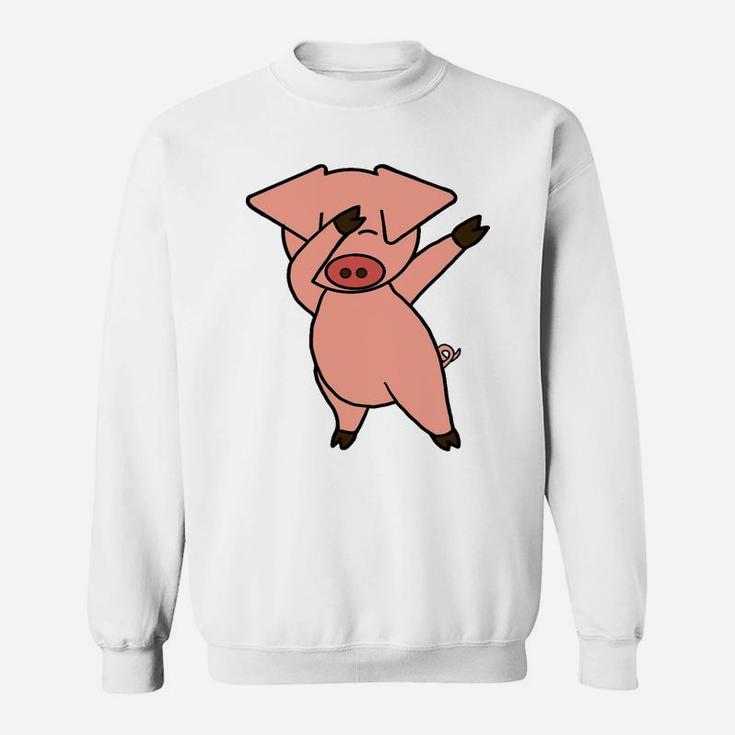 Southerndesigntees Funny Dab Dancing Pink Pig Sweatshirt