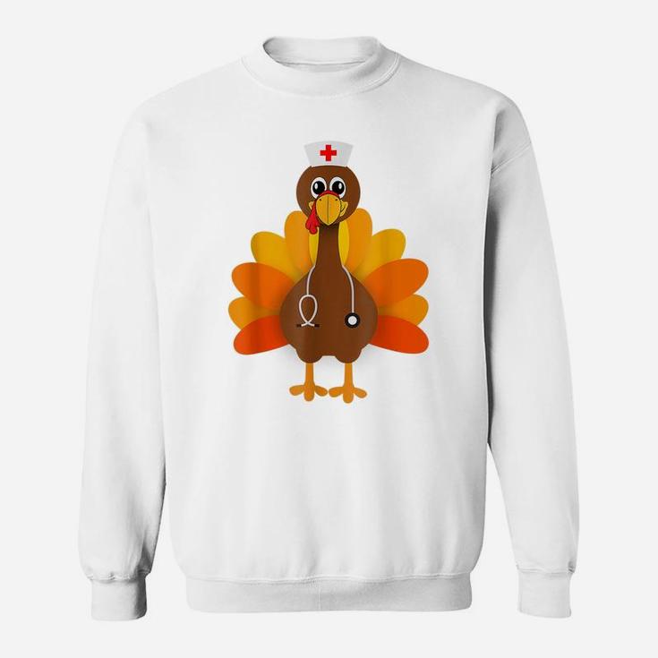 Thanksgiving Scrub Tops Women Turkey Nurse Holiday Nursing Sweatshirt