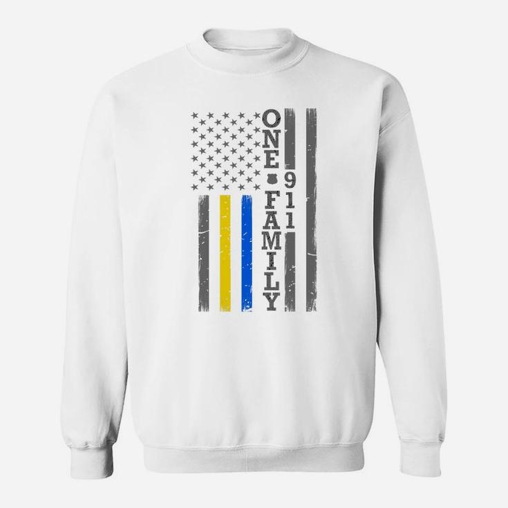 Thin Blue Gold Line Flag - One Family - Police Dispatcher Sweatshirt Sweatshirt