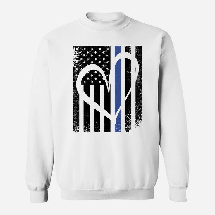 Thin Blue Line Family Heart Love Flag Sweatshirt Sweatshirt
