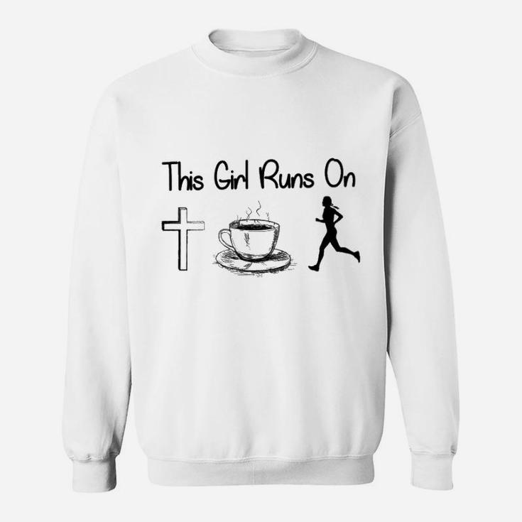 This Girl Runs On Jesus - Coffee And Running Sweatshirt