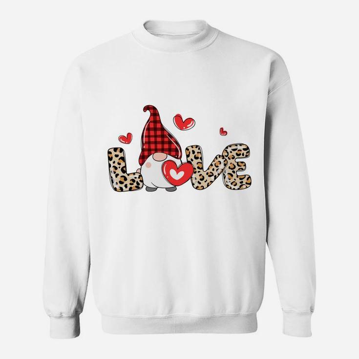 Valentine Gnome Cheetah Heart Valentine's Day Gnome Love Sweatshirt