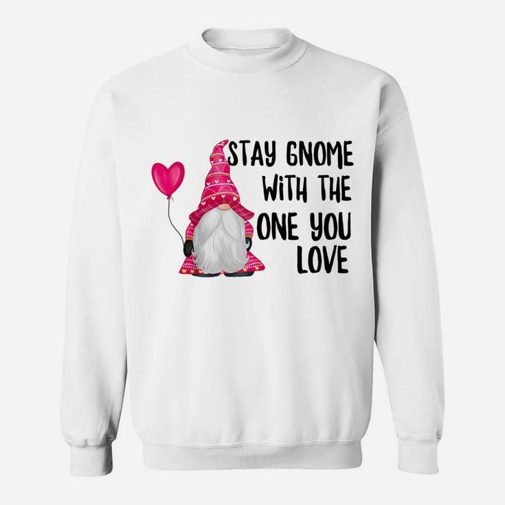 Womens Valentine's Day Stay Gnome With One You Love Be Safe Raglan Baseball Tee Sweatshirt