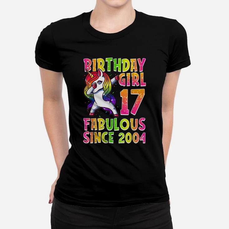 17Th Birthday Girl Dabbing Unicorn 17 Years Old Party Gift Women T-shirt