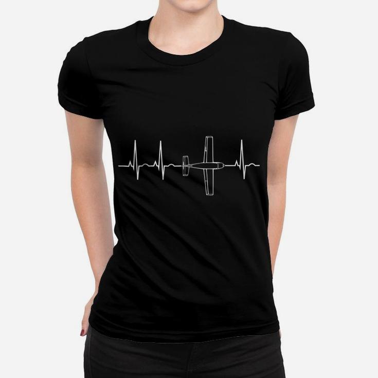Airplane Pilot Shirt Pilot Heartbeat  Flying Gift Tee Women T-shirt