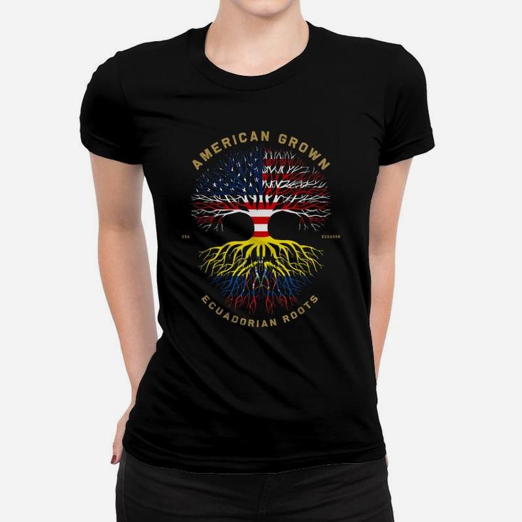 American Grown With Ecuadorian Roots Tree Usa Flag Gifts Women T-shirt