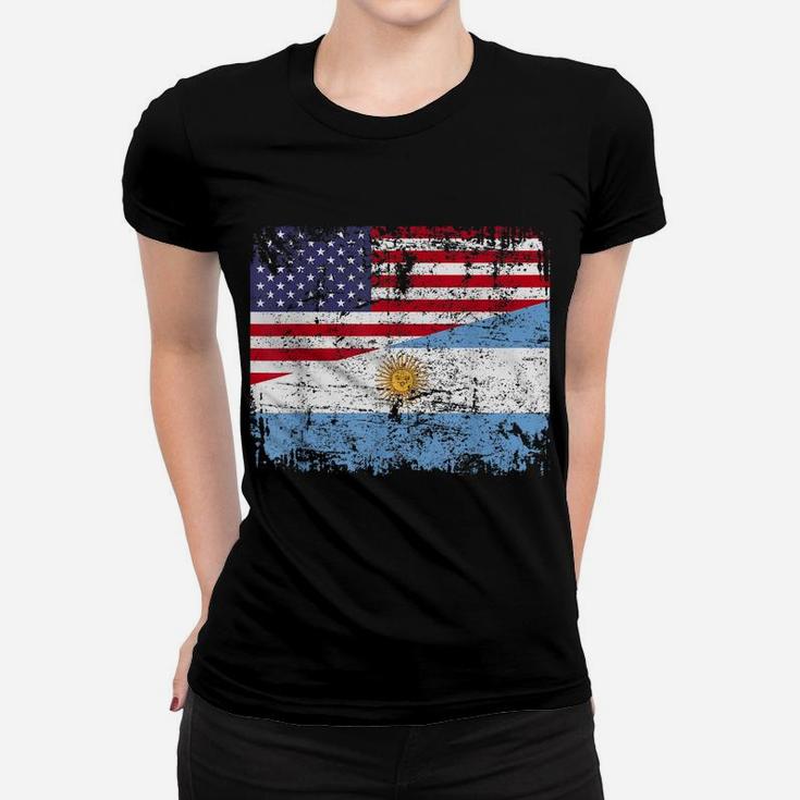 Argentinian Roots | Half American Flag | Usa Argentina Flag Women T-shirt