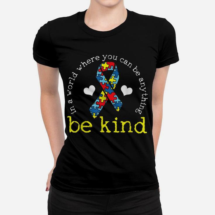 Autism Awareness Tshirt Kindness Puzzle Ribbon Heart Women T-shirt
