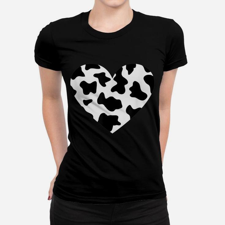 Awesome Cow Print Black & White Print Heart Women T-shirt