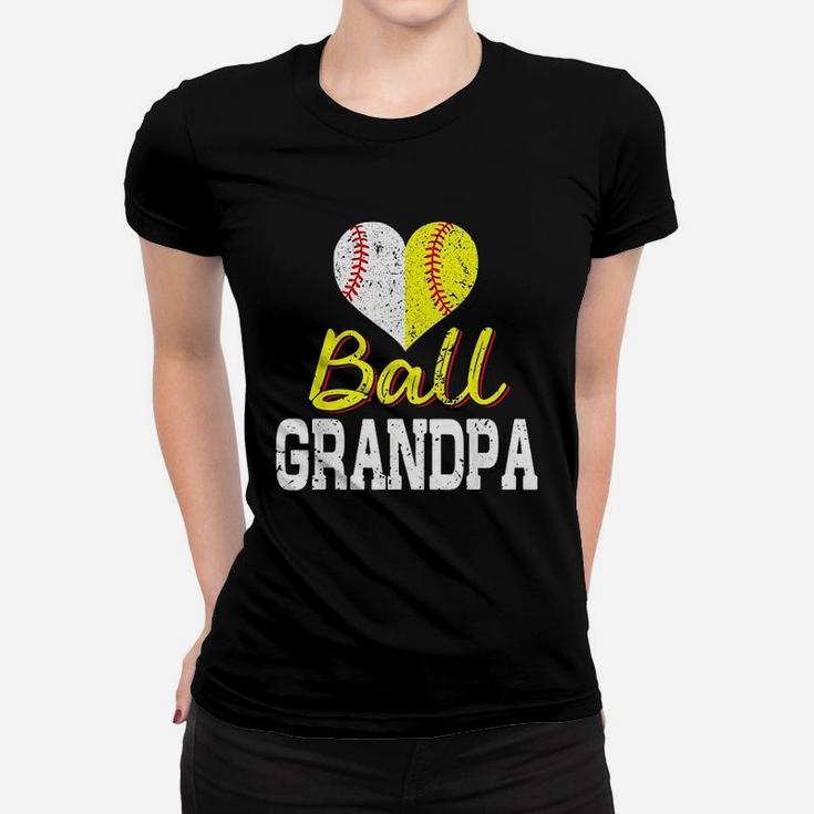 Baseball Softball Ball Heart Grandpa Women T-shirt