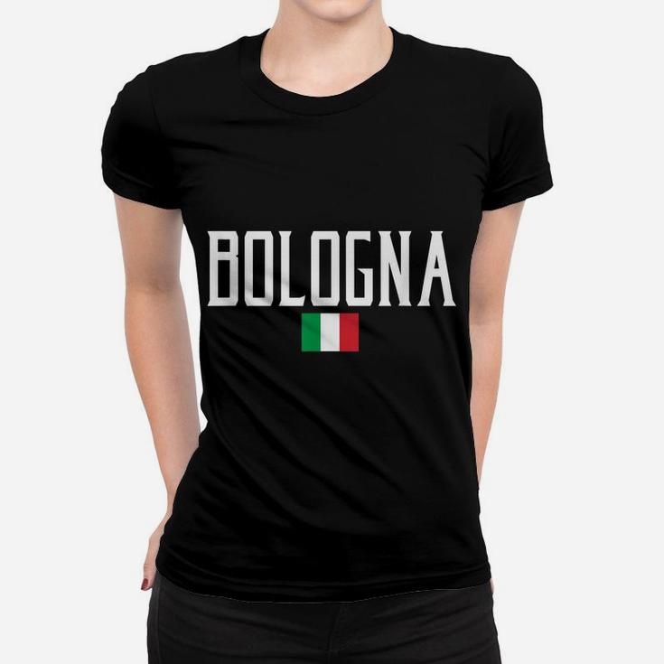 Bologna Italy Flag Vintage White Text Women T-shirt